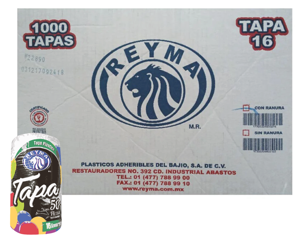 Tapa para Vaso Plástico No.16 Ranura - 20paq. / 50pza