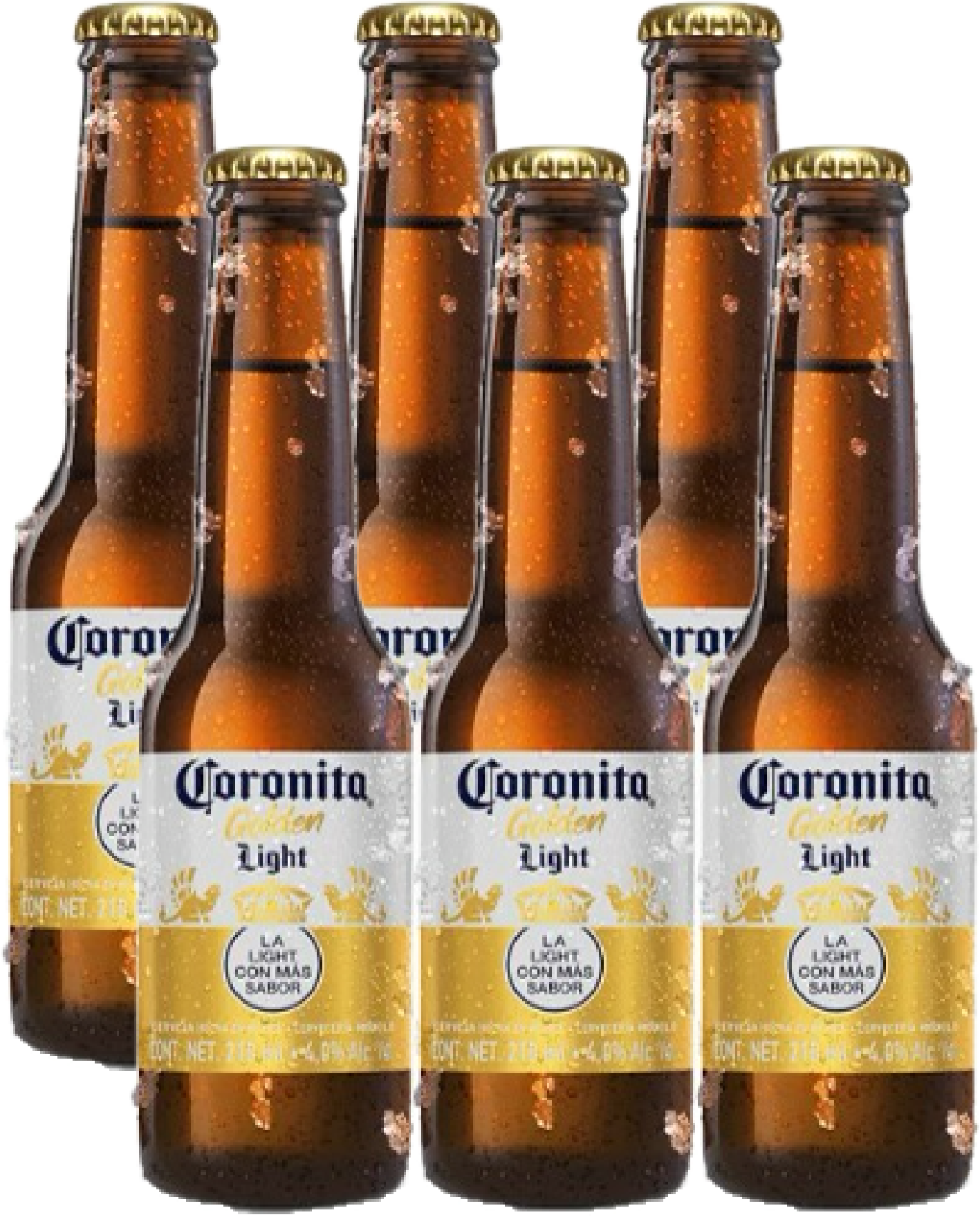 Corona Golden Light Botella Cuartito 210ml 6pack