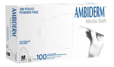 Guante Nitrilo Ambiderm Sin Polvo 100pza